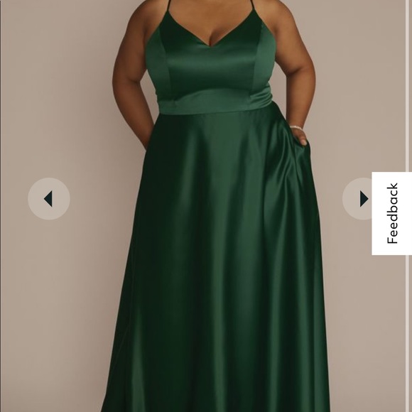 Size 10 satin v neck spaghetti strap bridesmaid dress David’s Bridal. - Picture 3 of 3